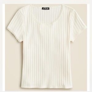 J. Crew Women's White Pointelle Ribbed Top